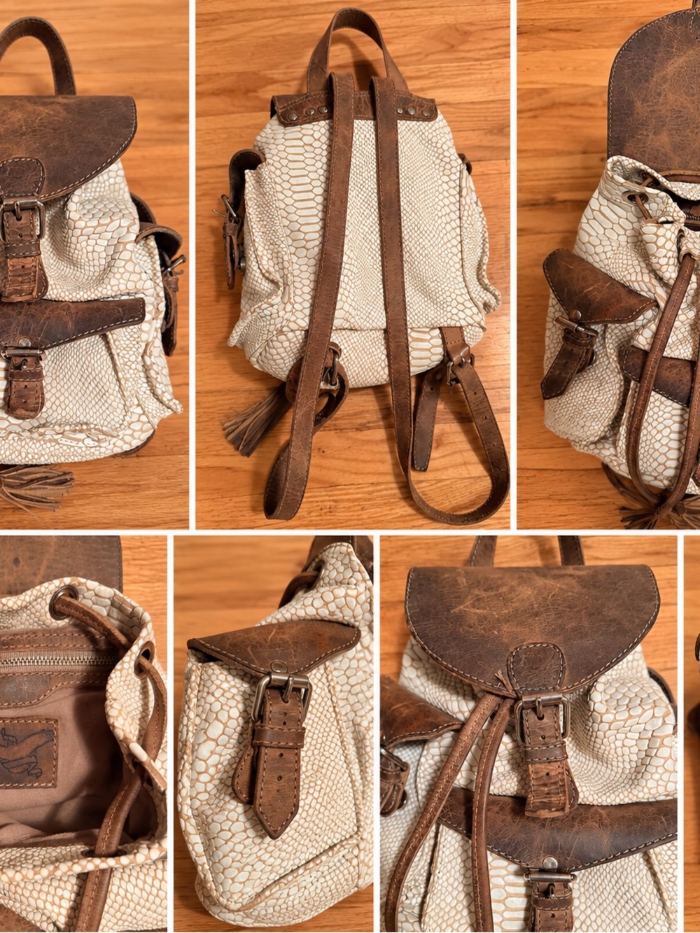 Freebird by Steven Cream and Brown Textured Backpack